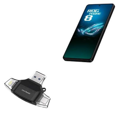 BoxWave Smart Gadget Compatible with ASUS ROG Phone 8 - AllReader SD Card Reader, microSD Card Reader SD Compact USB - Jet Black