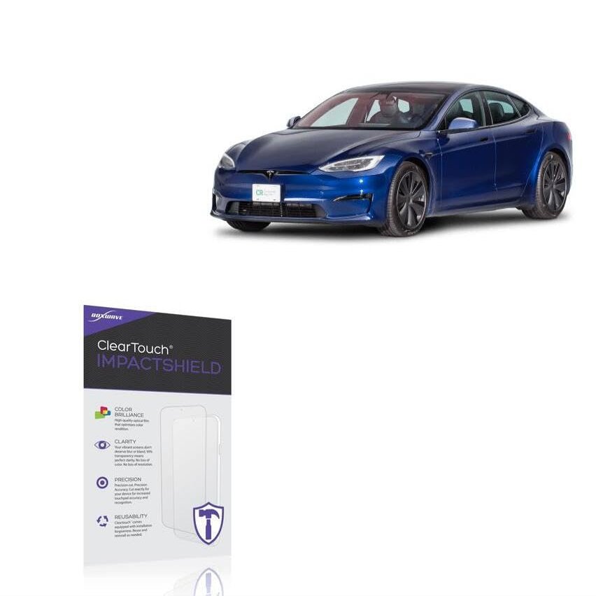 BoxWave Screen Protector Compatible with Tesla Motors 2024 Model S Display (17 in) - ClearTouch ImpactShield (2-Pack), Impenetrable Screen Protector Flexible Film