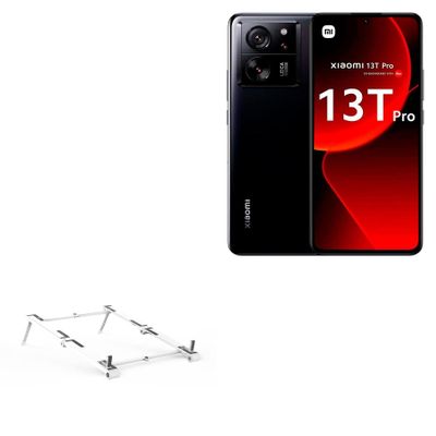 BoxWave Stand and Mount Compatible with Xiaomi 13T Pro - Pocket Aluminum Stand 3-in-1, Portable Multi Angle Viewing Riser - Metallic Silver