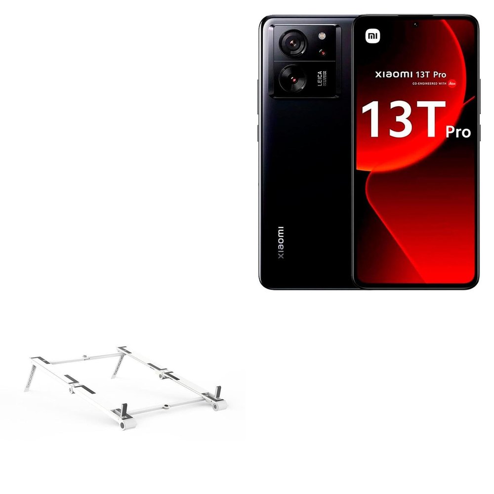 BoxWave Stand and Mount Compatible with Xiaomi 13T Pro - Pocket Aluminum Stand 3-in-1, Portable Multi Angle Viewing Riser - Metallic Silver