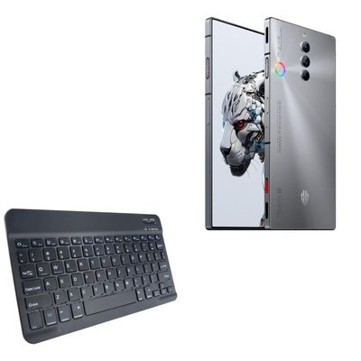 BoxWave Keyboard Compatible with Nubia Red Magic 8S Pro - SlimKeys Bluetooth Keyboard, Portable Thin with Chiclet-Style Keys - Jet Black