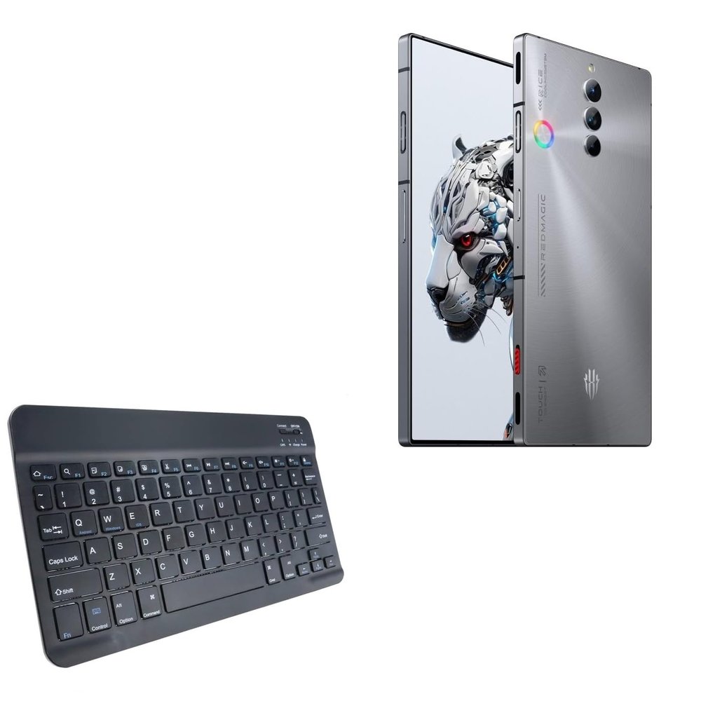 BoxWave Keyboard Compatible with Nubia Red Magic 8S Pro - SlimKeys Bluetooth Keyboard, Portable Thin with Chiclet-Style Keys - Jet Black