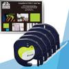 5-Pack Compatible Label Replacement for Dymo Letratag Plastic White Tape 91201 S0721610, for Dymo Letratag LT-100H LT-100T LT-110T QX50 XR XM 200B 2000 Plus, Black on White, 12mm x 4m view 2