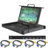 4 Port Rack Mount KVM Console with 15.6'' 1080P Monitor, 1U VGA KVM Switch Drawer for 24-Inch Deep Network Cabinet,OSD Hotkey Button Switching,Compatible with Windows,Linux,Mac,Sun,etc,Cables Included view 1