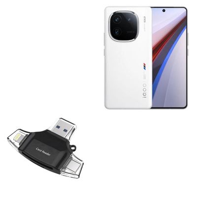 BoxWave Smart Gadget Compatible with vivo iQOO 12 - AllReader SD Card Reader, microSD Card Reader SD Compact USB - Jet Black