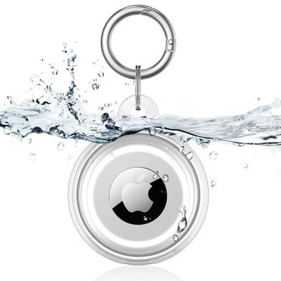 1 Pack Waterproof for Airtag Holder Case with Keychain, Shockproof & Dustproof Airtags Key Chain for Apple Air Tags, Airtag Accessories for Item Finders Case for Pets,Kids,Luggages,Key-Clear