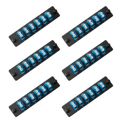 SpeedyFiberTX 6-Pack 12-Port LGX Compatible Fiber Patch Panel with Numbered Ports + Preloaded Blue LC Duplex Adapters