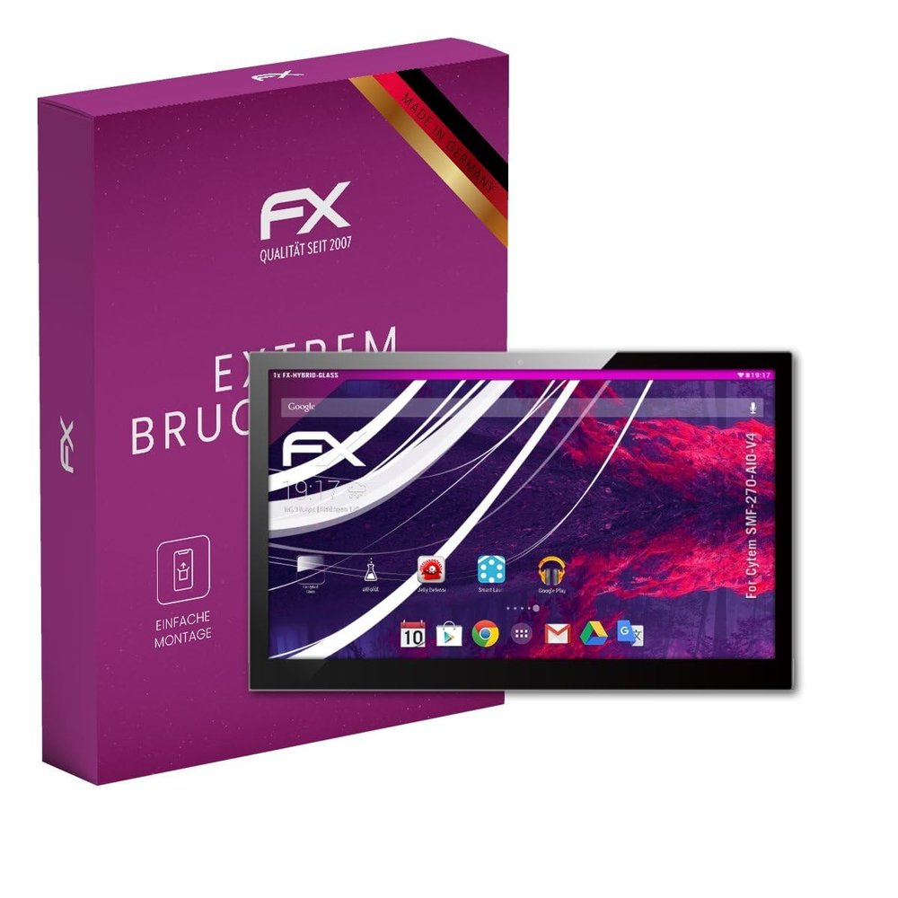 atFoliX Plastic Glass Protective Film compatible with Cytem SMF-270-AIO-V4, 9H Hybrid-Glass FX Screen Protector