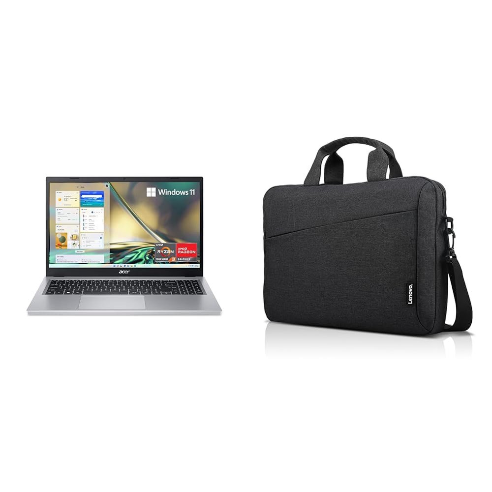 Acer Aspire 3 A315-24P-R7VH Slim Laptop | 15.6" Full HD IPS Display | AMD Ryzen & Lenovo Laptop Bag T210, Messenger Shoulder Bag for Laptop or Tablet, Sleek, Durable
