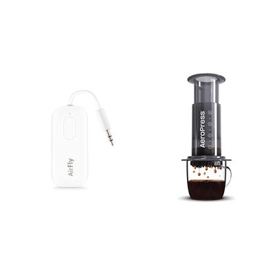 Twelve South AirFly Pro Bluetooth Wireless Audio Transmitter/Receiver & Aeropress Original Coffee and Espresso Maker, Barista Level Portable Coffee Maker with Chamber