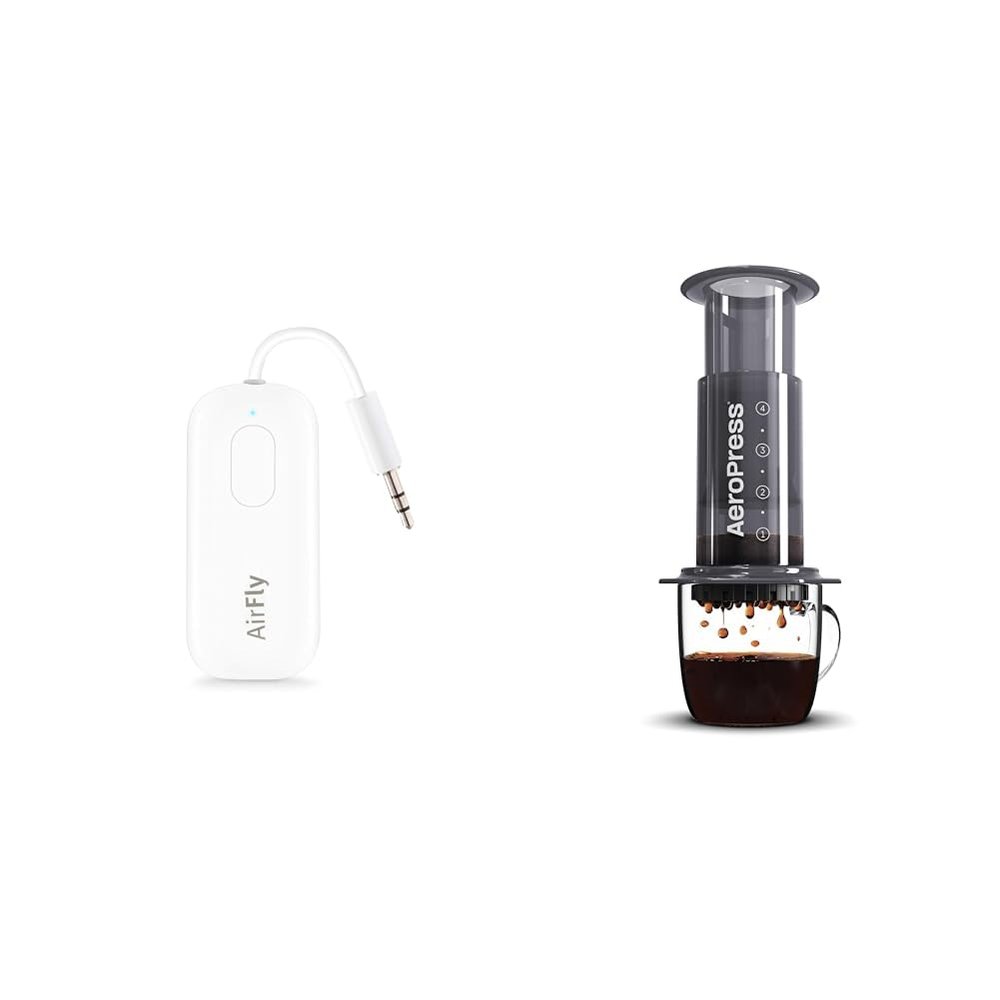 Twelve South AirFly Pro Bluetooth Wireless Audio Transmitter/Receiver & Aeropress Original Coffee and Espresso Maker, Barista Level Portable Coffee Maker with Chamber