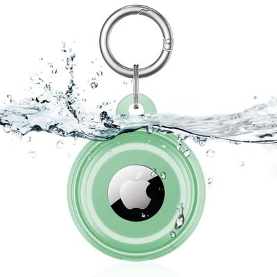 Lanteso Waterproof for Airtag Holder, Air tag Keychain, Protective [Anti-Scratch] Tracker Case with Loop Key Ring for Apple Airtags,Cover for Wallet,Luggage,Cat,Dog,Pets,for Item Finder-Green