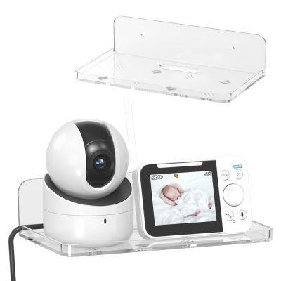 Acrylic Wall Mount Shelf for Camera No Drill Wall Mount Shelf for Echo Dot Echo Pop Phone Organizer for Bathroom, Bedroom, Living Room, Kitchen, Room Decor (Large)