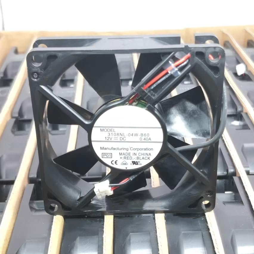 DC12V 0.40A 2-Wire 80x80x20mm 8cm Double Ball Bearing Chassis Cooling Fan 3108NL-04W-B60