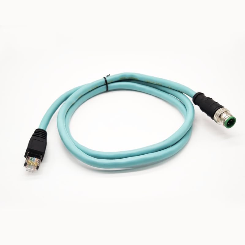 32.8ft M12 4 Pin to RJ45 Industrial Ethernet Cable, M12 4 Pin D Code Male to RJ45 Male Connector Cable High Flex Cat7 Shielded Field Wireable Cable Assembly for Automation Application 10Meter