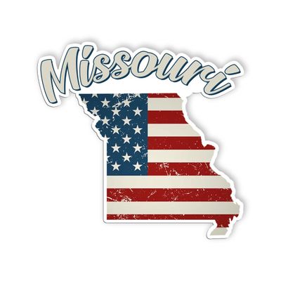 Missouri Stickers US State Shaped Map Stickers, Vintage American Flag Patriotic Vinyl Decals for Water Bottles Luggage Suitcase Scrapbooking Computer(6 inch)