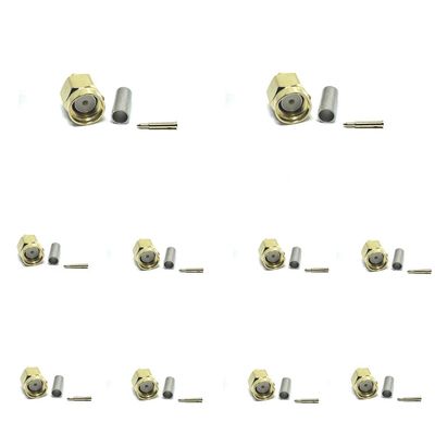VOTON 10pcs SMA Male Crimp RF Connector Gold-Plating for RG316 RG174 Cable