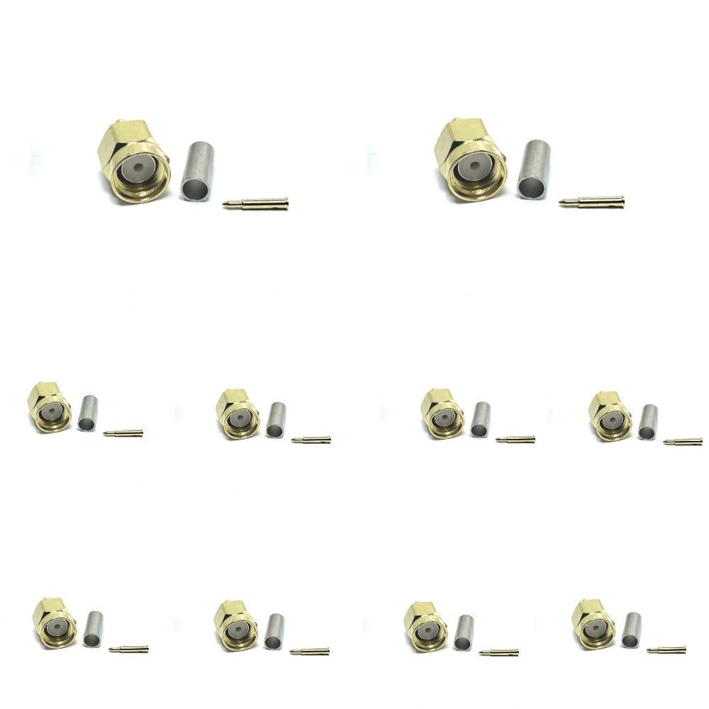 VOTON 10pcs SMA Male Crimp RF Connector Gold-Plating for RG316 RG174 Cable