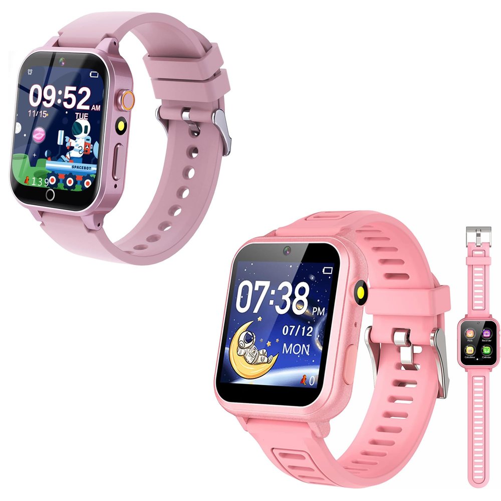Cosjoype Kids Smart Watch *2, Kids Watches with Video Camera Music Player Pedometer Learn Card Audio Stories Flashlight 12/24hr Toys for 4-12 Year Old Girls