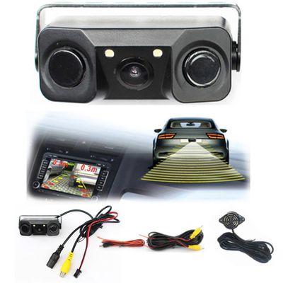 3in1 Backup Camera Kits, LED Car Rear View Parking Reversing Security Camera with One Buzzer,Two Radar Sensor HD Night Vision Waterproof for Truck SUV Van RV Parking