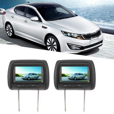 7 Inch HD Car Headrest LCD Monitor with 2 Video Inputs, Black Adjustable Control for Driver Passenger Seat