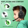 ShinePick Kids Headphones, Over-Ear Girls Boys Gaming Headphones with Microphone and Volume Control for Kids Teens Online School, Travel (Green) view 3
