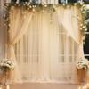 20x10 Champagne Tulle Backdrop Curtains for Parties, Sheer Backdrop Curtain Wedding Photo Backdrop Drapes for Baby Shower Photography Birthday Party view 1