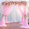 20x10 Pink Tulle Backdrop Curtains for Parties, Sheer Backdrop Curtain Wedding Photo Background Drapes for Baby Shower Photography Birthday Party view 3