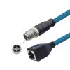 3.28ft M12 8 Pin to RJ45 Industrial Ethernet Cable, M12 8 Pin X Code Male to RJ45 Female Connector Cable High Flex Cat6 Shielded Field Wireable Cable Assembly for Automation Application 1Meter view 1