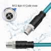 3.28ft M12 8 Pin to RJ45 Industrial Ethernet Cable, M12 8 Pin X Code Male to RJ45 Female Connector Cable High Flex Cat6 Shielded Field Wireable Cable Assembly for Automation Application 1Meter view 3