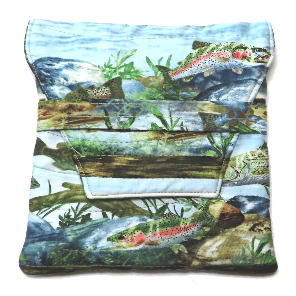 EReader Quilted Sleeve, Small 8.25" x 6.25" Book Sleeve in Native Fish