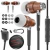 Symphonized iPhone Earphones Wired Deep Bass Sound, 3D Sound, Microphone Volume Control, 90% Noise Cancelling, Bubinga Wooden Type C Devices, iPhone 15 to 17 & Android (USB C) Earbuds (Jet Black) view 1