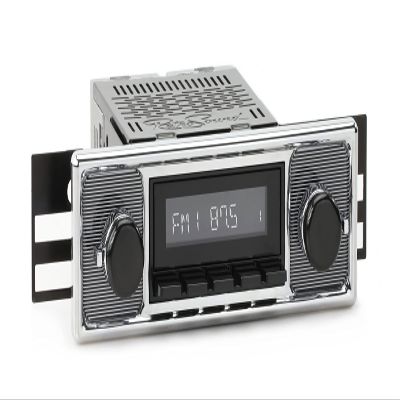 RetroRadio Compatible with 1956-59 Mercedes-Benz 219 with Pinstripe/Chrome Faceplate Features Include Bluetooth, USB, AM/FM HB-M2-308-509-40-80M24