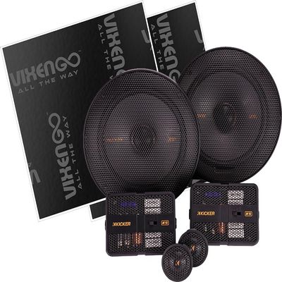 KICKER 6.75" KS Component Speaker System with Vixen Go Sound Deadener for Cars 80 mil, Butyl Rubber Deadening Material (2 Sheets, 1.3 sq ft Total)