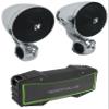 Audiosavings Bundle: (2) Kicker 47PSM34 3" 100w PSM Motorcycle/ATV Handlebar Speakers in Chrome PSM34 Bundle with Rockville Rock Everywhere Portable Bluetooth Speaker/Wireless Link (2 Items) view 1