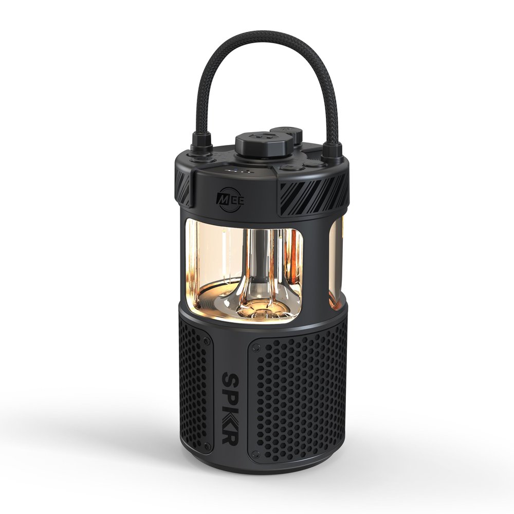 MEE Audio lightSPKR Bluetooth Wireless Speaker w/Camping Lantern: 360 Audio, 3 Audio Modes, 2 Light Colors & Infinite Brightness Adjustment, IPX6 Waterproof for Indoor & Outdoor use (Midnight Black)