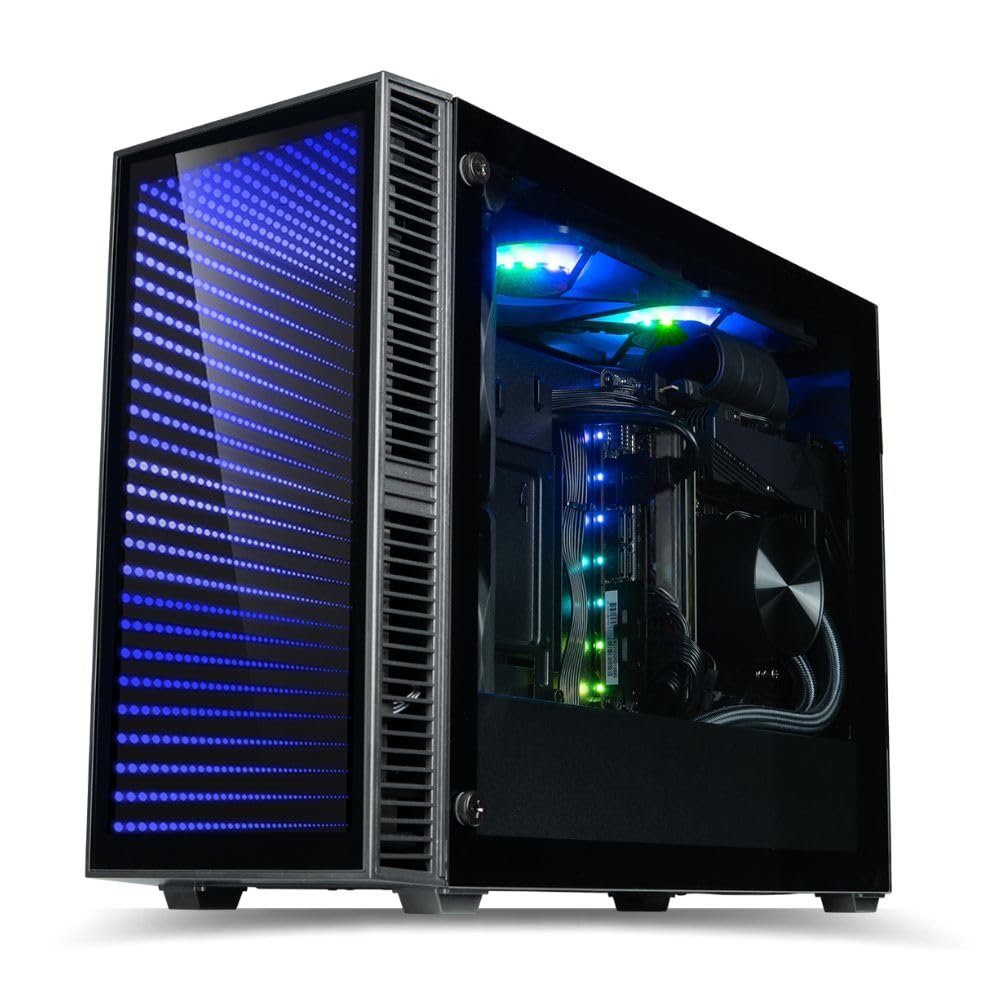 Continuum Mini Gaming Desktop - NVD GeForce RTX 5060 Ti 8GB, Intel 14-Core 14600KF (>i7-12700K) CPU, 32GB DDR5 RAM, 2TB Gen4 NVMe SSD, WiFi 6E, Windows 11 Pro - Tiny Liquid Cooled RGB Gamer Computer