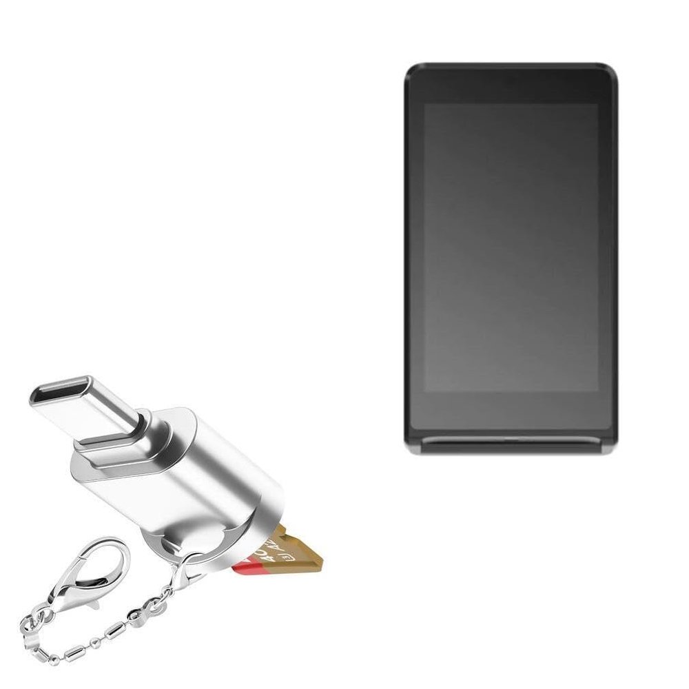 BoxWave Adapter Compatible with Castles SATURN1000 MINI - Micro SD Card miniReader, USB Type-C OTG Reader USB3.0 Adapter Keychain - Metallic Silver