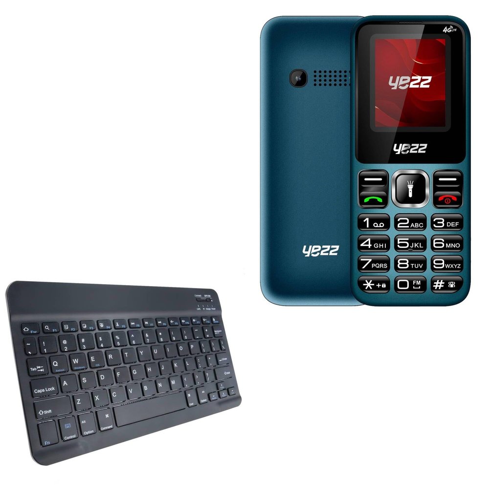 BoxWave Keyboard Compatible with Yezz C32 - SlimKeys Bluetooth Keyboard, Portable Thin with Chiclet-Style Keys - Jet Black