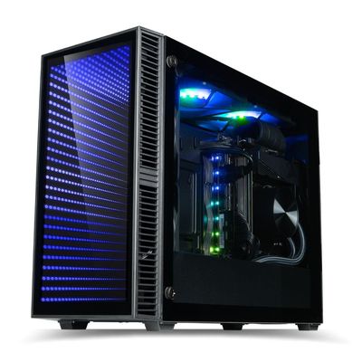 Continuum Mini Gaming Desktop - NVD GeForce RTX 5060 Ti 16GB, Intel 14-Core 14600KF (>i7-12700K) CPU, 32GB DDR5 RAM, 2TB Gen4 NVMe SSD, WiFi 6E, Windows 11 Pro - Tiny Liquid Cooled RGB Gamer Computer