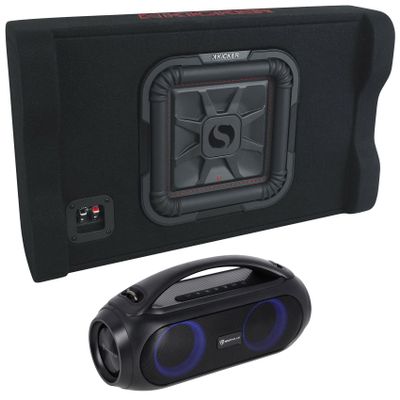 Audiosavings Bundle: Kicker 49L7TDF102 L7TDF 10" L7T Subwoofer+Shallow Sub Enclosure Box L7TDF102 Bundle with Rockville GO PARTY MAX BASS Large Portable LED Bluetooth Speaker w/Wireless Link (2 Items)