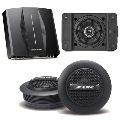 Alpine PXE-C80-88 OPTIM8 8-Channel Hi-Res Digital Sound Processor Amplifier w/SS-SB10 Subwoofer, S-S10TW 1" Silk Dome Tweeter Set Bundle