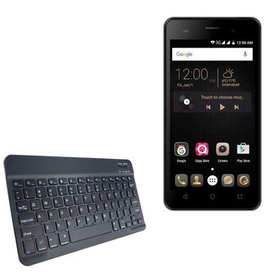 BoxWave Keyboard Compatible with QMobile Noir i6 Metal HD - SlimKeys Bluetooth Keyboard, Portable Thin with Chiclet-Style Keys - Jet Black