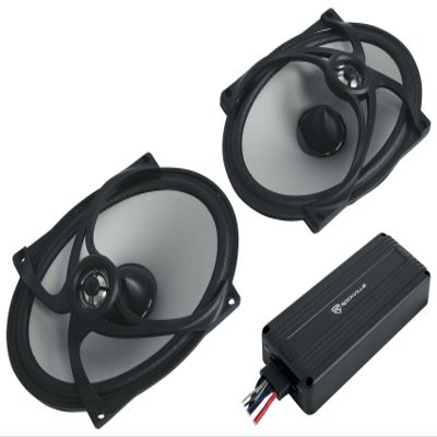 Audiosavings Bundle: Pair Kicker 48PSC574 5x7 Saddlebag Speakers for 2006-Up Harley Davidson PSC57 Bundle with Rockville ATV220 2 Channel UTV/Motorcycle Bluetooth Amplifier IP65 Micro Amp (2 Items)