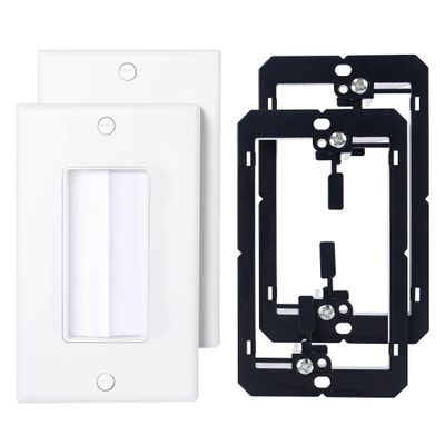 Cable Matters 2-Pack 1-Gang Wall Cable Pass Through, Brush Wall Plate with Bracket, InWall Cable Management Solution for Home and Office, White