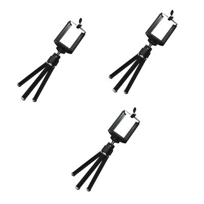 OSALADI 3pcs Portable Small Tripod for Cell Phone Camera Retractable Legs Black Easy to Adjust