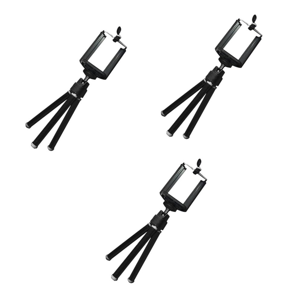 OSALADI 3pcs Portable Small Tripod for Cell Phone Camera Retractable Legs Black Easy to Adjust