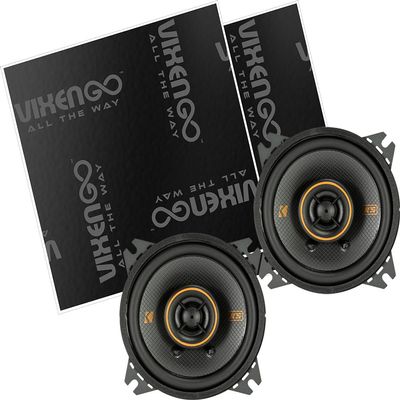 KICKER 51KSC404 4" KS 2-Way Speakers with Vixen Go Sound Deadener for Cars 80 mil, Butyl Rubber Deadening Material (2 Sheets, 1.3 sq ft Total)