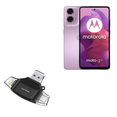 BoxWave Smart Gadget Compatible with Motorola G24 - AllReader SD Card Reader, microSD Card Reader SD Compact USB - Jet Black
