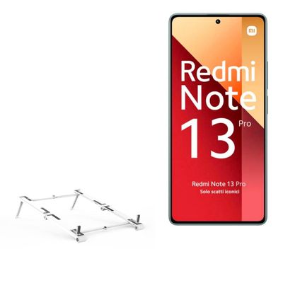 BoxWave Stand and Mount Compatible with Xiaomi Redmi Note 13 Pro 4G - Pocket Aluminum Stand 3-in-1, Portable Multi Angle Viewing Riser - Metallic Silver